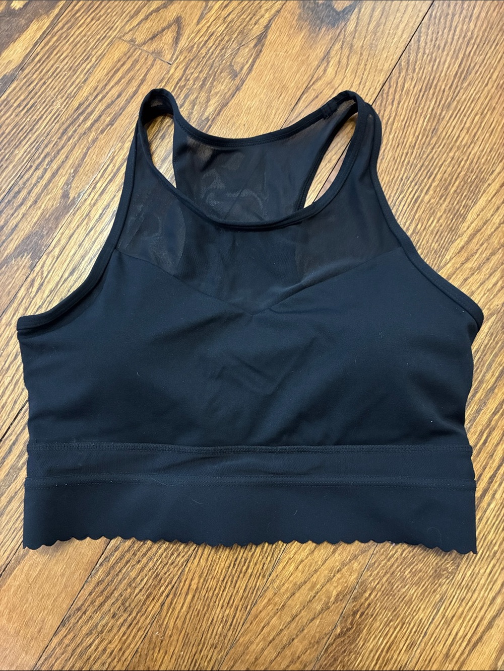 ZYIA Black Mesh scallop hem Sports Bra size S
